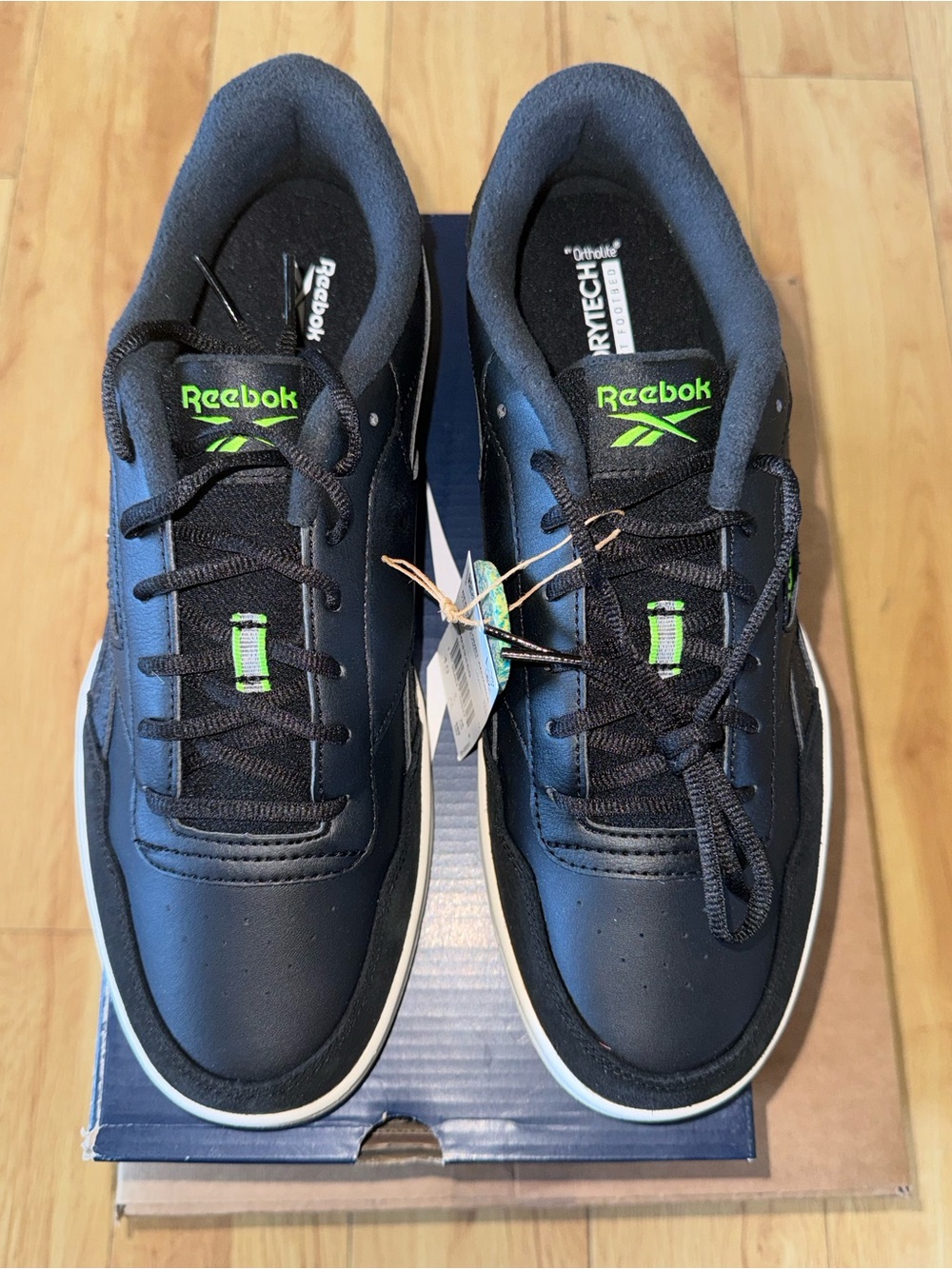 Reebok Men's Memory Tech Court Advance Sneakers with Neon Green Logo- Tennis - Picture 4 of 15
